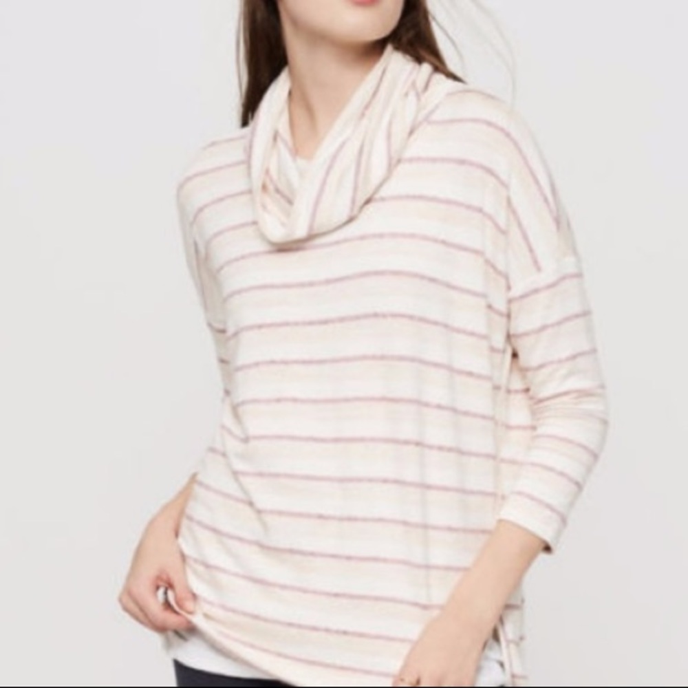 Lou & Grey Signaturesoft Stripe Cowl Neck Knit Top